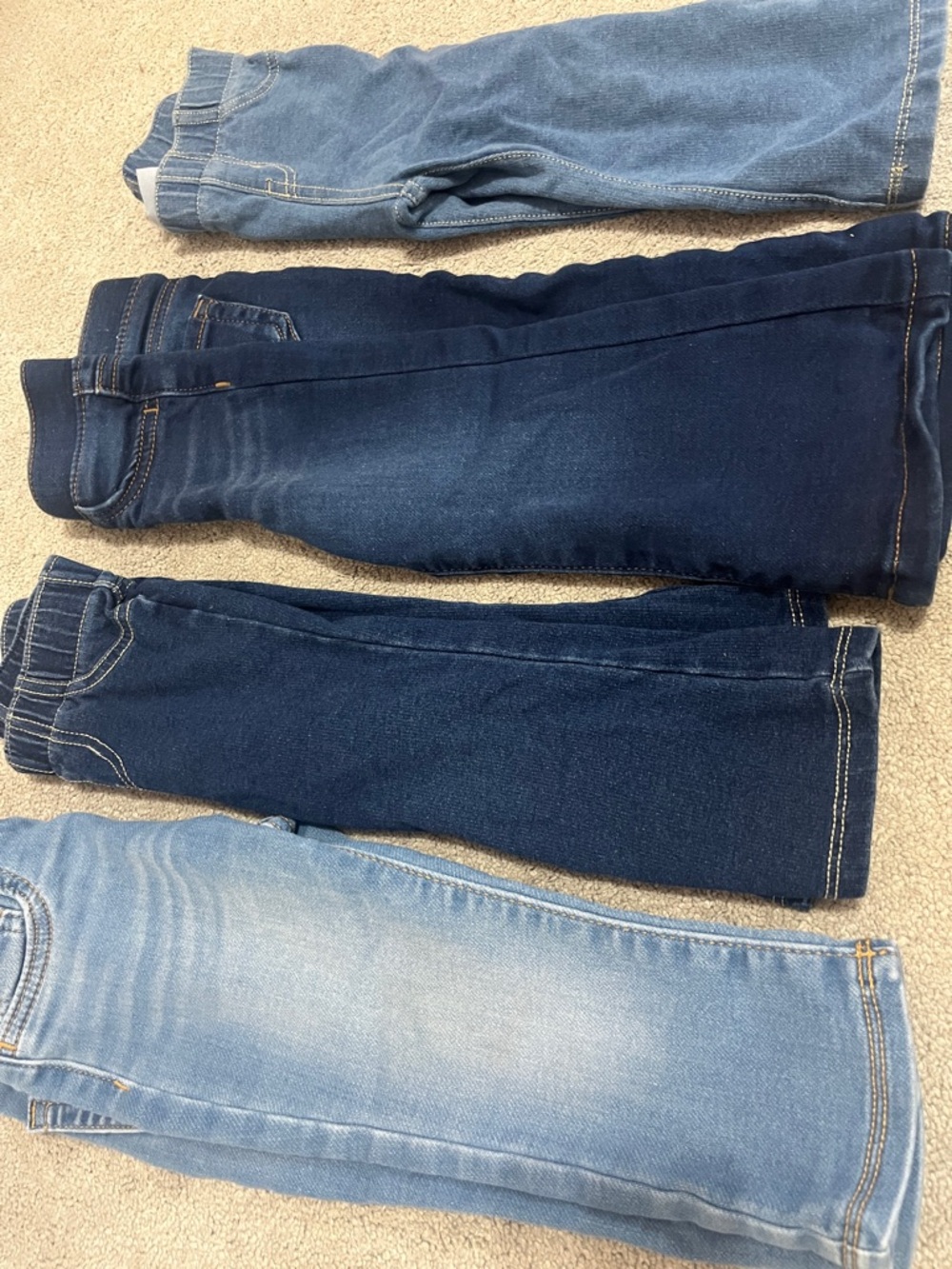 Lot of 4 Toddler Girls Denim Jeans - Light to Dark Blue